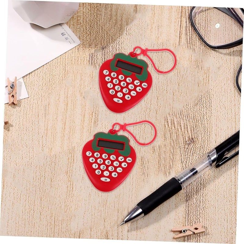 Mini Calculator Keychain 2 Pack Pink Portable Electronic Pocket Calculators For Students - Image 5